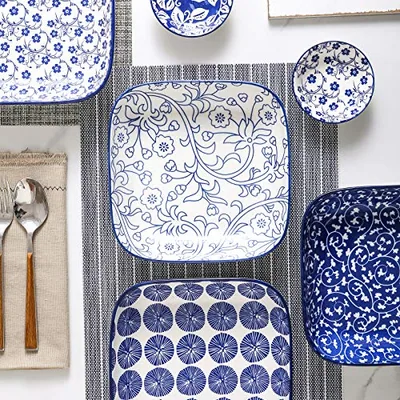 Porcelain 8-inch Square Dinner Plates
