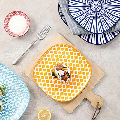 Porcelain Square Dessert Salad Pasta Plates 7.6 inches ceramic: another photograph