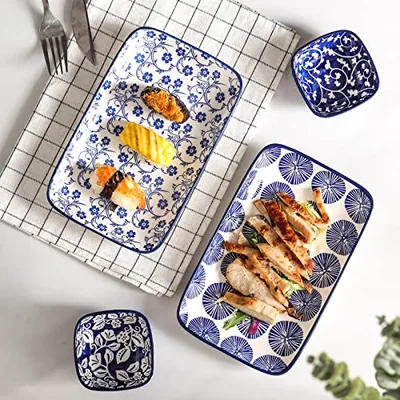 Ceramic 9.5 Inch Rectangular Dinner Plates Set of 6: another photograph