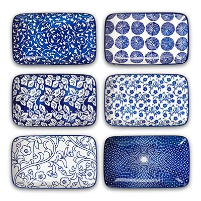Ceramic 8 inch Rectangular Salad Plates Set of 6