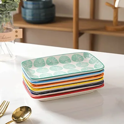 Ceramic 8 Inch Rectangular Salad Plates + 8 Inch Square Dinner Plates: another photograph