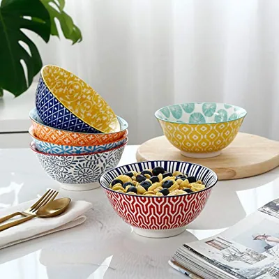 Porcelain 20oz Cereal Bowl Set - Set of 6