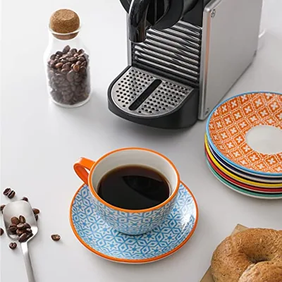 Ceramic 8 oz Cappuccino Cup Set with Saucers