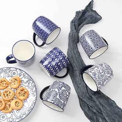 10 oz Coffee Mugs Set of 6 with Handle