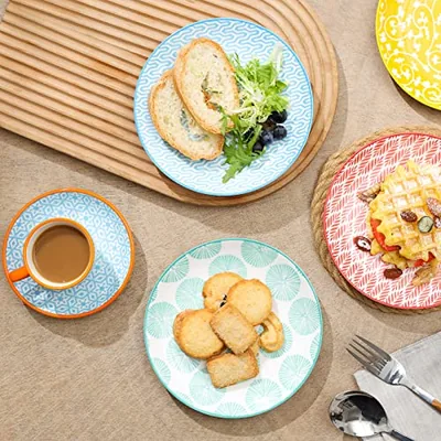 Ceramic Dessert Plates 6 Inch + Square Dinner Plates 8 Inch: another photograph