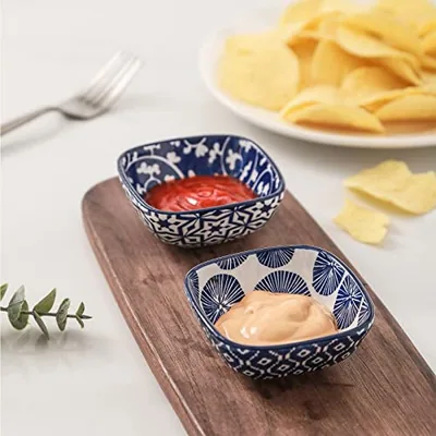 Ceramic 2.6 OZ Square Dipping Bowl Set: another photograph