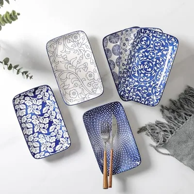 Ceramic Rectangular Salad Plates Set