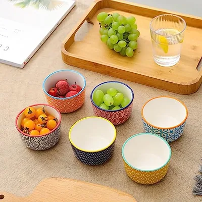 Ceramic Creme Brulee Ramekins 6 Oz + French Onion Soup Bowls 20 Oz