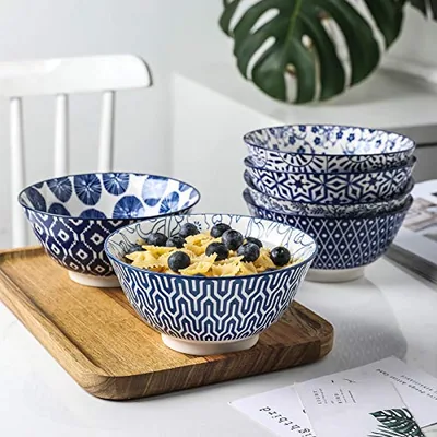 Ceramic 20 Oz Cereal Bowls Set of 6