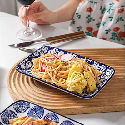 Ceramic 9.5 Inch Rectangular Dinner Plates Set of 6: another photograph