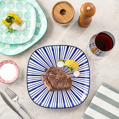 Porcelain Square Dessert Salad Pasta Steak Plates 10 inches: another photograph