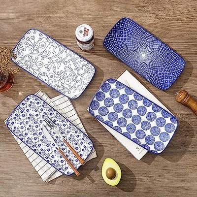 Ceramic Rectangular Serving Platters Set of 4