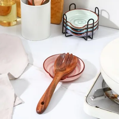 Ceramic Spoon Rest with Holder