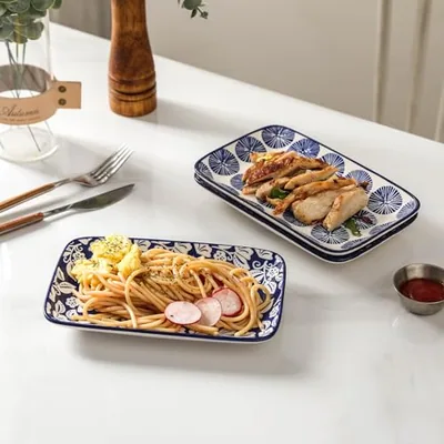 Ceramic Rectangular Salad Plates Set: another photograph