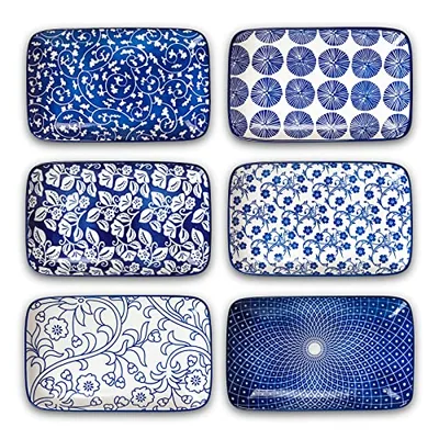 Ceramic 9.5 Inch Rectangular Dinner Plates Set of 6