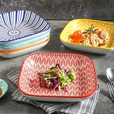 Porcelain 8-inch Square Dinner Plates